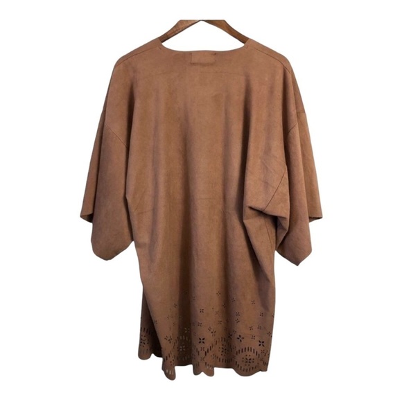 Mink PINK Light Brown Short Sleeve Open Front Cardigan Top XS - Picture 3 of 6